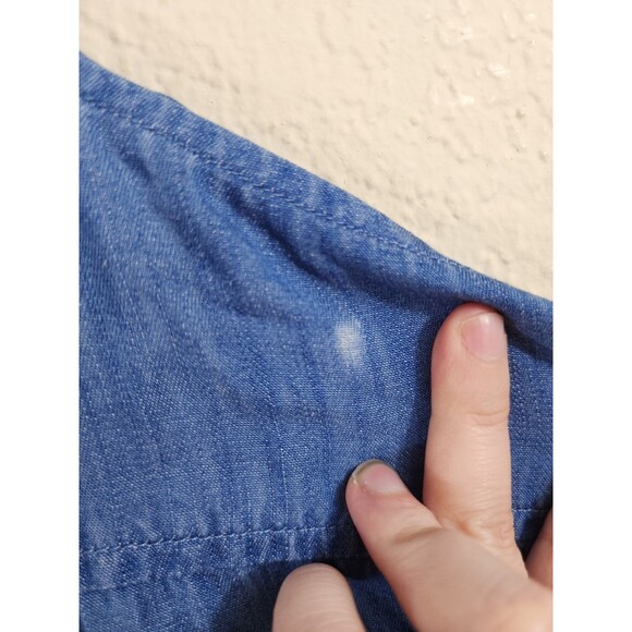 New Lou & Grey Womens S Blue Chambray Linen Blend Button Down Shirt Dress - Picture 5 of 10